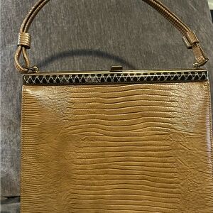 Vintage Tan Leather Textured Shoulder Bag
